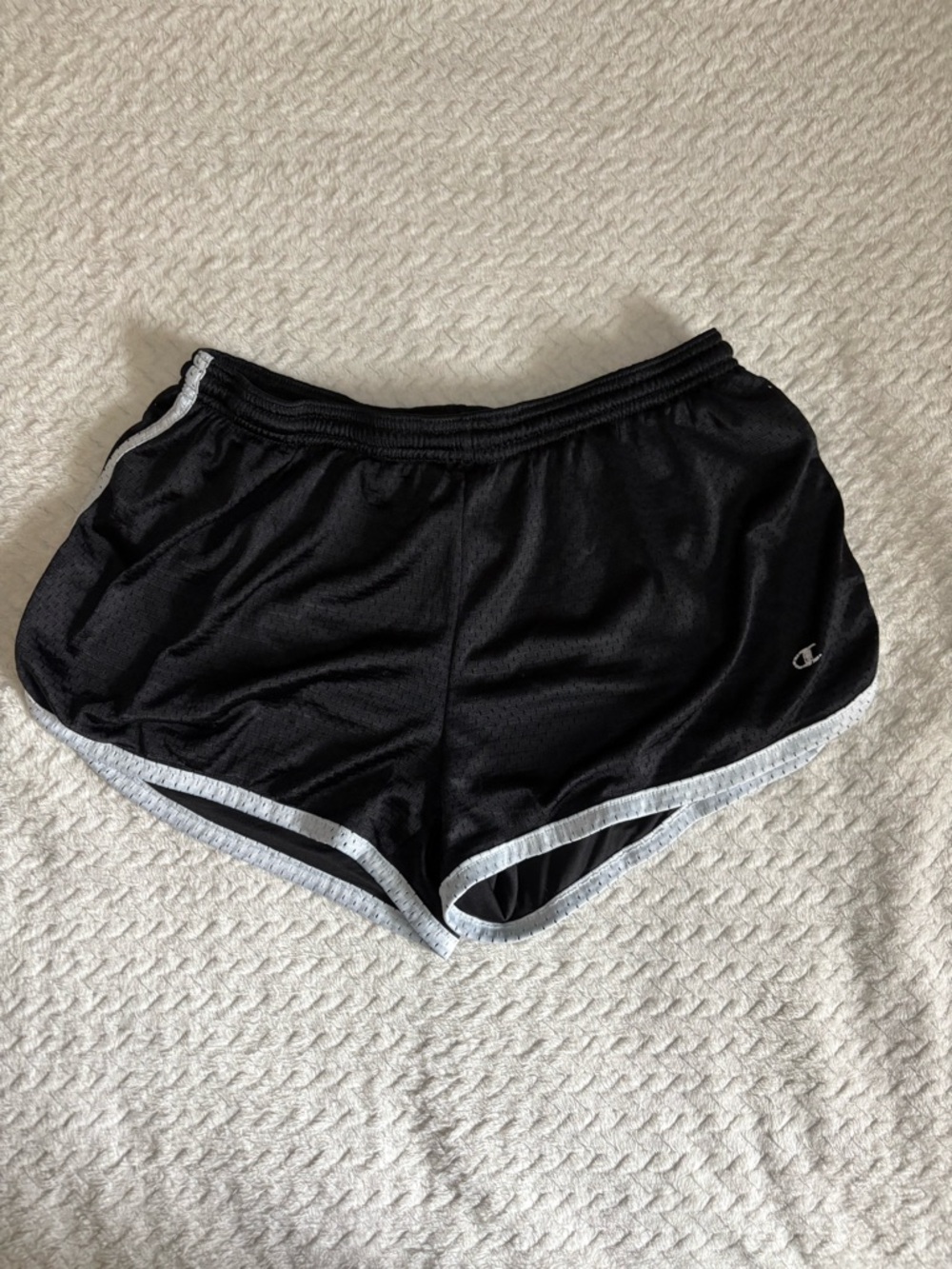 Champion Black Athletic Shorts with White Trim